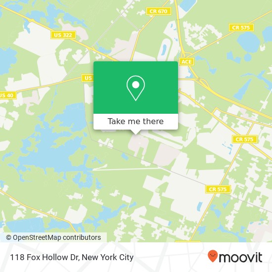 Mapa de 118 Fox Hollow Dr, Mays Landing, NJ 08330