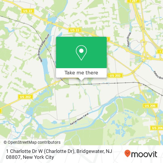 Mapa de 1 Charlotte Dr W (Charlotte Dr), Bridgewater, NJ 08807