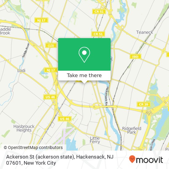 Ackerson St (ackerson state), Hackensack, NJ 07601 map