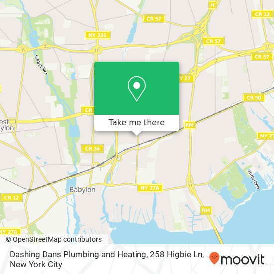 Mapa de Dashing Dans Plumbing and Heating, 258 Higbie Ln