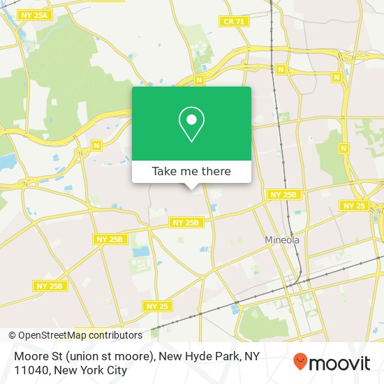 Mapa de Moore St (union st moore), New Hyde Park, NY 11040