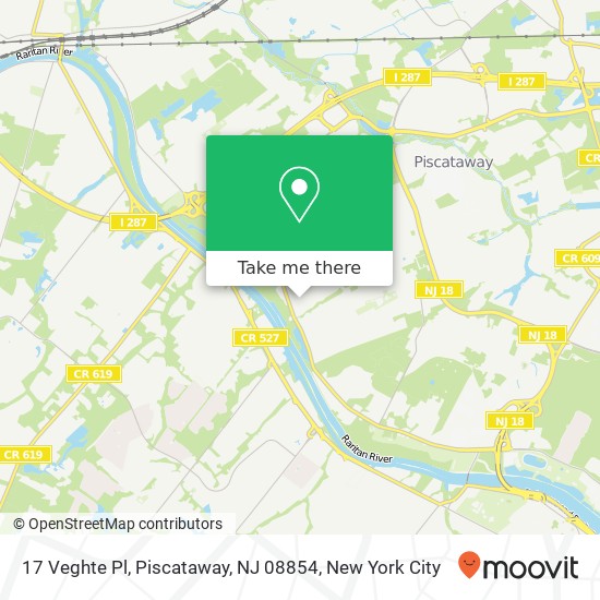 Mapa de 17 Veghte Pl, Piscataway, NJ 08854