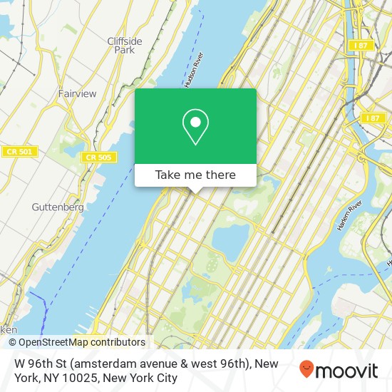 Mapa de W 96th St (amsterdam avenue & west 96th), New York, NY 10025