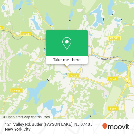 Mapa de 121 Valley Rd, Butler (FAYSON LAKE), NJ 07405