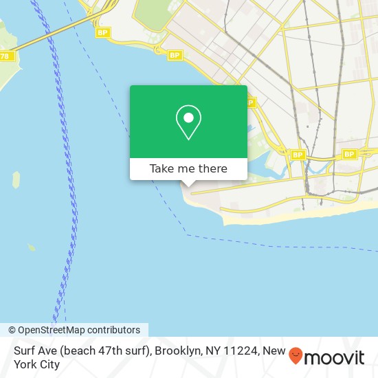 Mapa de Surf Ave (beach 47th surf), Brooklyn, NY 11224