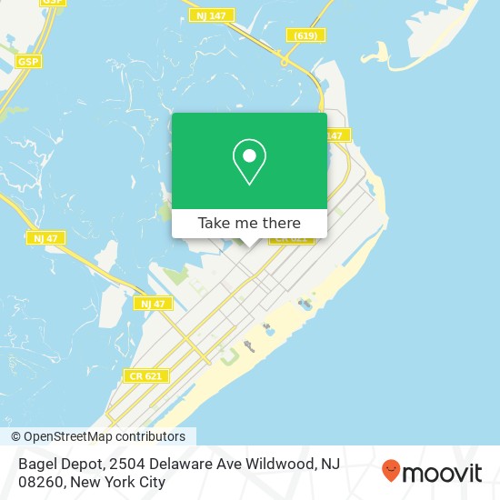 Mapa de Bagel Depot, 2504 Delaware Ave Wildwood, NJ 08260