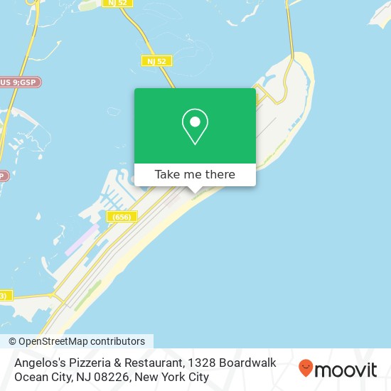 Mapa de Angelos's Pizzeria & Restaurant, 1328 Boardwalk Ocean City, NJ 08226