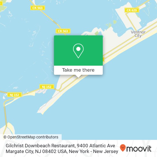 Mapa de Gilchrist Downbeach Restaurant, 9400 Atlantic Ave Margate City, NJ 08402 USA