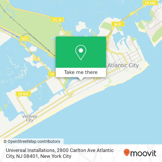 Mapa de Universal Installations, 2800 Carlton Ave Atlantic City, NJ 08401