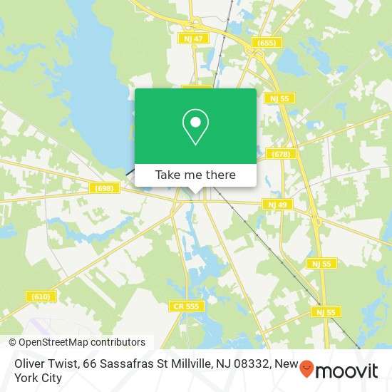 Mapa de Oliver Twist, 66 Sassafras St Millville, NJ 08332
