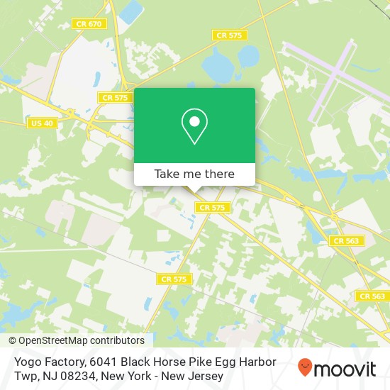 Mapa de Yogo Factory, 6041 Black Horse Pike Egg Harbor Twp, NJ 08234