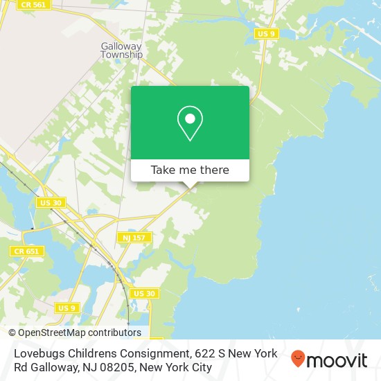 Mapa de Lovebugs Childrens Consignment, 622 S New York Rd Galloway, NJ 08205