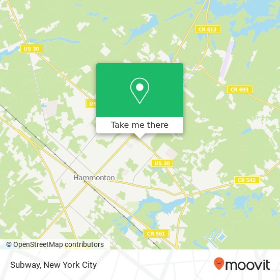Mapa de Subway, 55 S White Horse Pike Hammonton, NJ 08037