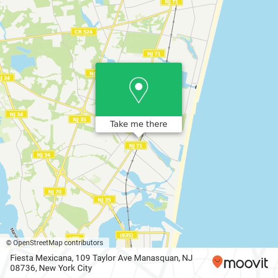 Mapa de Fiesta Mexicana, 109 Taylor Ave Manasquan, NJ 08736