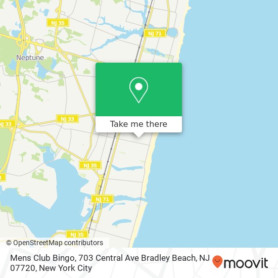 Mapa de Mens Club Bingo, 703 Central Ave Bradley Beach, NJ 07720