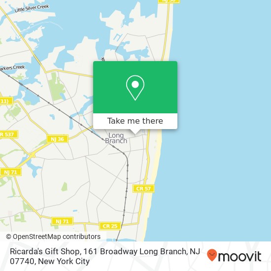 Mapa de Ricarda's Gift Shop, 161 Broadway Long Branch, NJ 07740