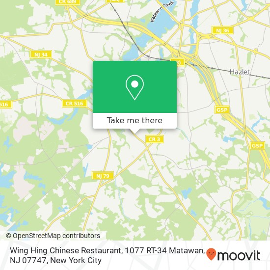 Wing Hing Chinese Restaurant, 1077 RT-34 Matawan, NJ 07747 map