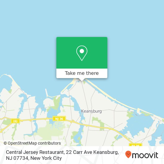 Mapa de Central Jersey Restaurant, 22 Carr Ave Keansburg, NJ 07734