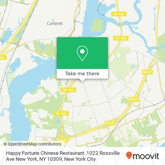 Mapa de Happy Fortune Chinese Restaurant, 1022 Rossville Ave New York, NY 10309