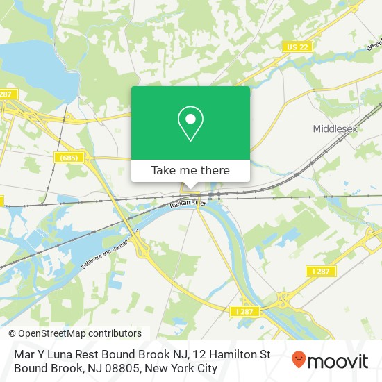 Mapa de Mar Y Luna Rest Bound Brook NJ, 12 Hamilton St Bound Brook, NJ 08805