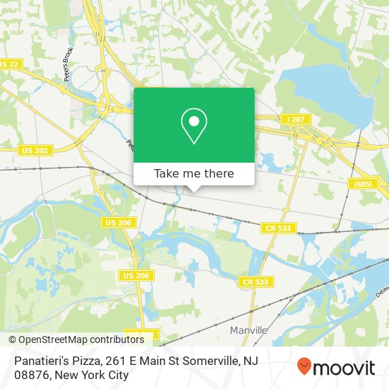 Mapa de Panatieri's Pizza, 261 E Main St Somerville, NJ 08876