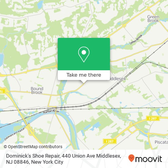 Mapa de Dominick's Shoe Repair, 440 Union Ave Middlesex, NJ 08846