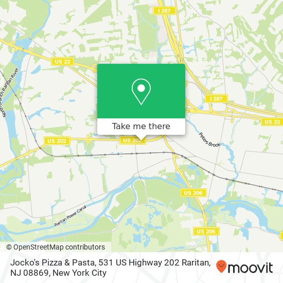 Mapa de Jocko's Pizza & Pasta, 531 US Highway 202 Raritan, NJ 08869