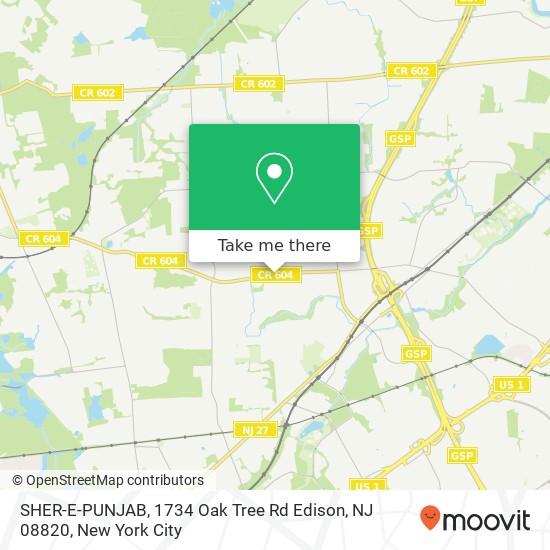 Mapa de SHER-E-PUNJAB, 1734 Oak Tree Rd Edison, NJ 08820