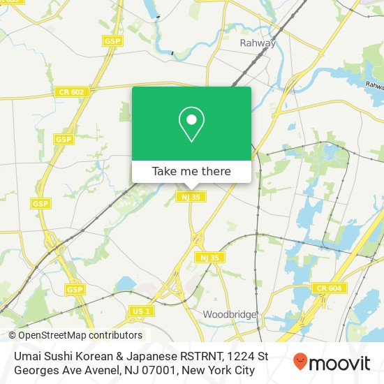 Mapa de Umai Sushi Korean & Japanese RSTRNT, 1224 St Georges Ave Avenel, NJ 07001