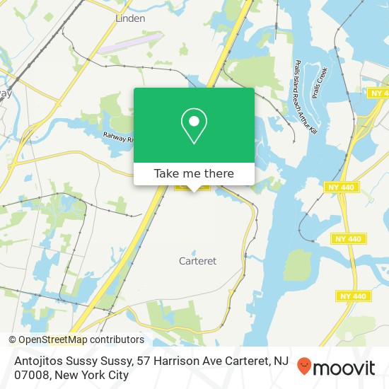 Mapa de Antojitos Sussy Sussy, 57 Harrison Ave Carteret, NJ 07008
