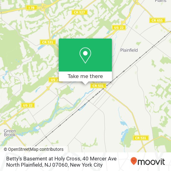 Mapa de Betty's Basement at Holy Cross, 40 Mercer Ave North Plainfield, NJ 07060