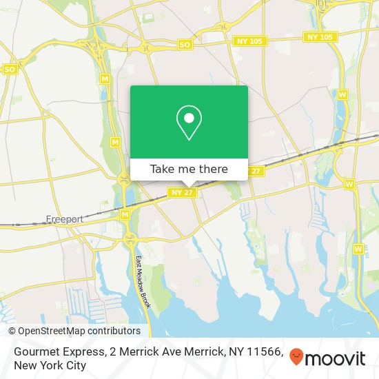 Mapa de Gourmet Express, 2 Merrick Ave Merrick, NY 11566