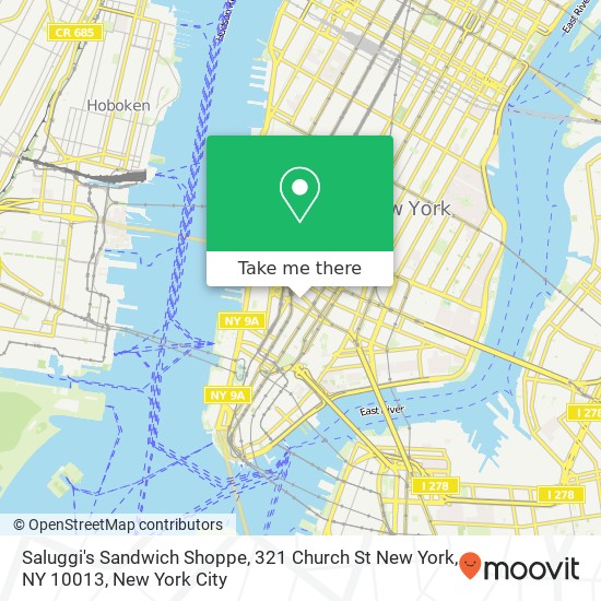 Mapa de Saluggi's Sandwich Shoppe, 321 Church St New York, NY 10013