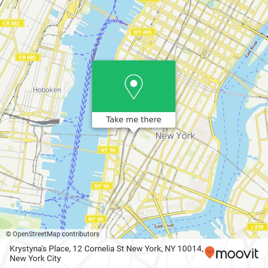 Mapa de Krystyna's Place, 12 Cornelia St New York, NY 10014