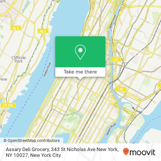 Assary Deli Grocery, 343 St Nicholas Ave New York, NY 10027 map