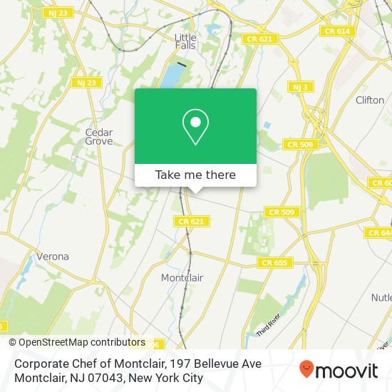 Mapa de Corporate Chef of Montclair, 197 Bellevue Ave Montclair, NJ 07043