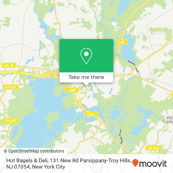 Mapa de Hot Bagels & Deli, 131 New Rd Parsippany-Troy Hills, NJ 07054