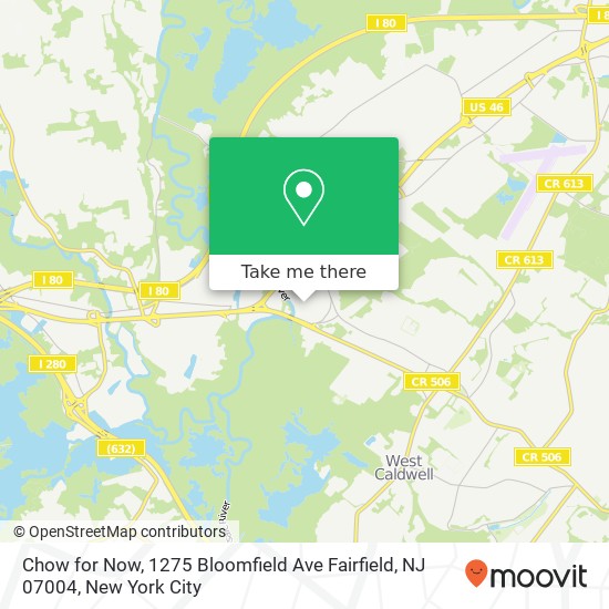 Mapa de Chow for Now, 1275 Bloomfield Ave Fairfield, NJ 07004