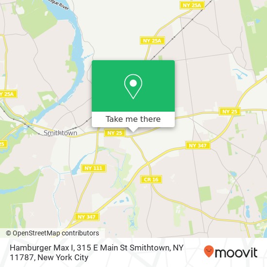 Mapa de Hamburger Max I, 315 E Main St Smithtown, NY 11787