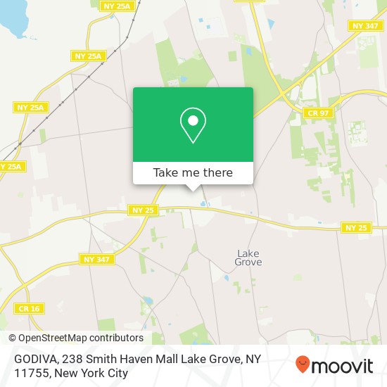 Mapa de GODIVA, 238 Smith Haven Mall Lake Grove, NY 11755