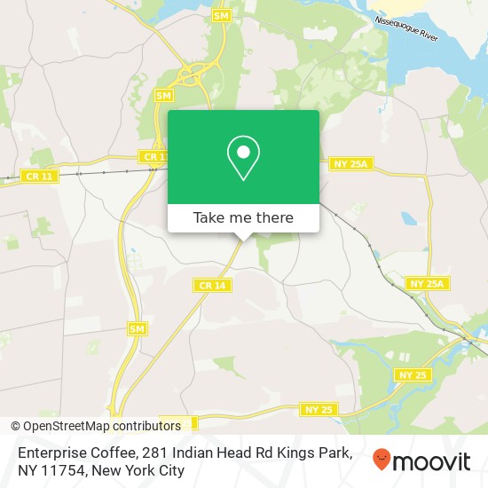 Mapa de Enterprise Coffee, 281 Indian Head Rd Kings Park, NY 11754