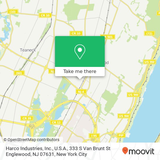 Mapa de Harco Industries, Inc., U.S.A., 333 S Van Brunt St Englewood, NJ 07631