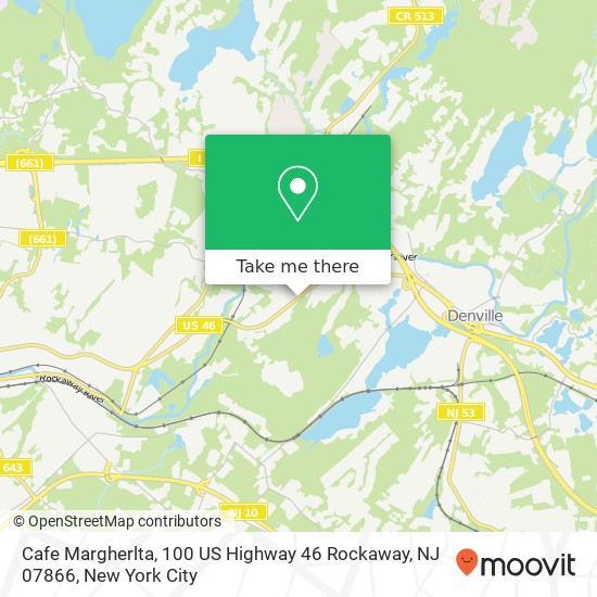 Mapa de Cafe Margherlta, 100 US Highway 46 Rockaway, NJ 07866