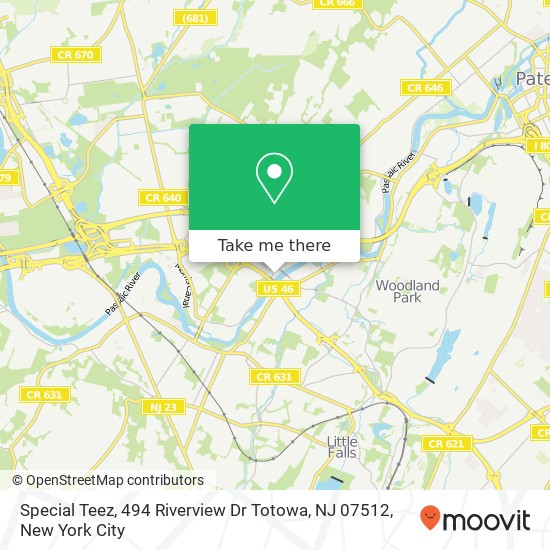 Mapa de Special Teez, 494 Riverview Dr Totowa, NJ 07512