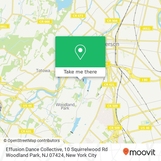 Mapa de Effusion Dance Collective, 10 Squirrelwood Rd Woodland Park, NJ 07424