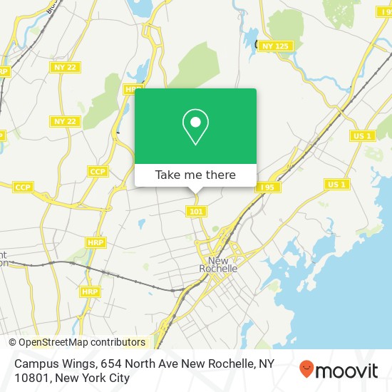 Mapa de Campus Wings, 654 North Ave New Rochelle, NY 10801