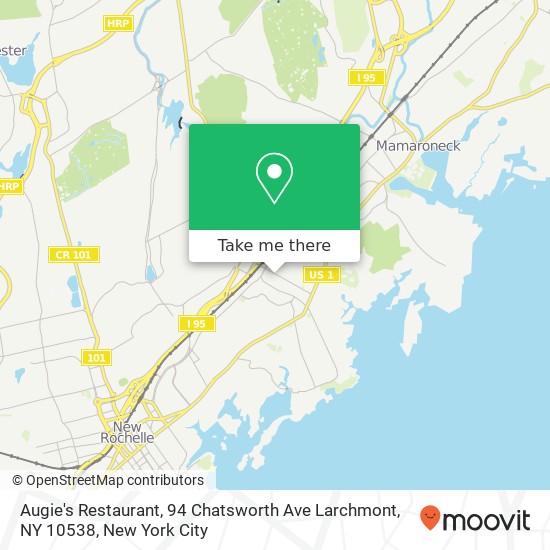 Mapa de Augie's Restaurant, 94 Chatsworth Ave Larchmont, NY 10538