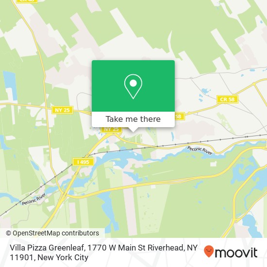 Mapa de Villa Pizza Greenleaf, 1770 W Main St Riverhead, NY 11901