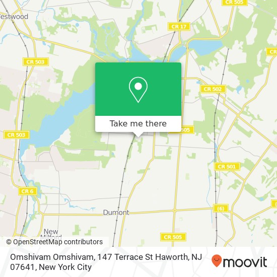 Mapa de Omshivam Omshivam, 147 Terrace St Haworth, NJ 07641