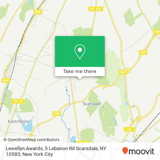 Mapa de Lewellyn Awards, 5 Lebanon Rd Scarsdale, NY 10583